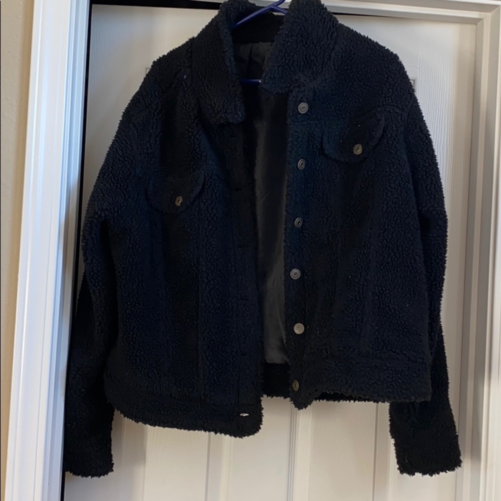 black fuzzy jacket